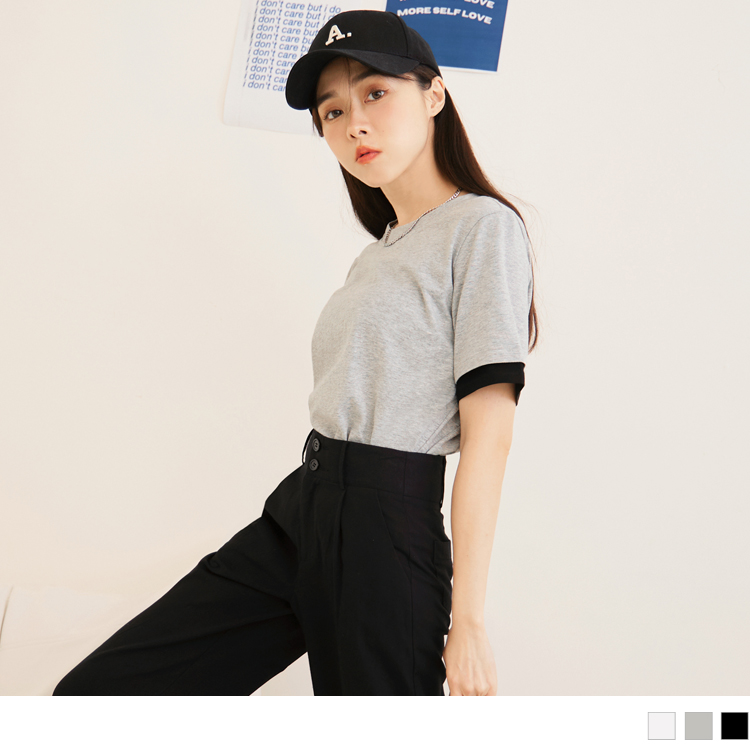 OB 棉質假兩件圓領短袖上衣 OBAB18691 SS23