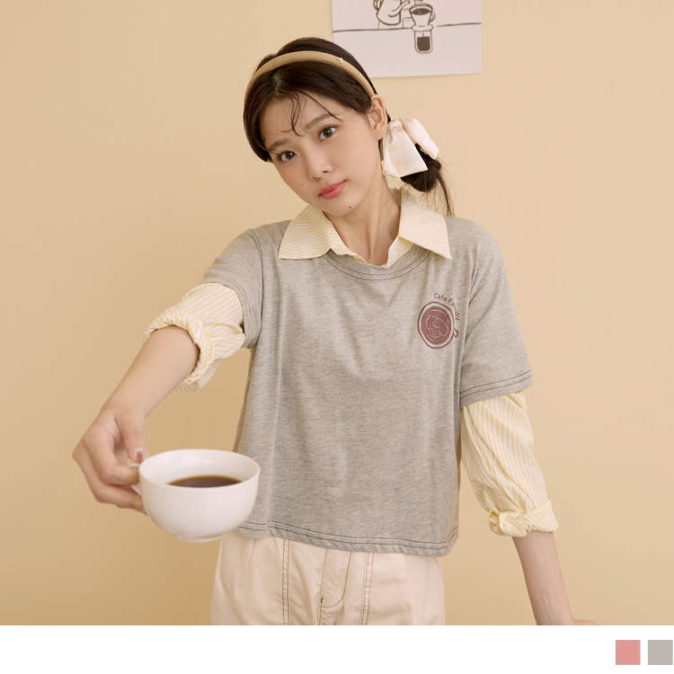 OB 咖啡廳家族．GaBi泡咖啡純棉印花短版TEE OBIG0010 SS23