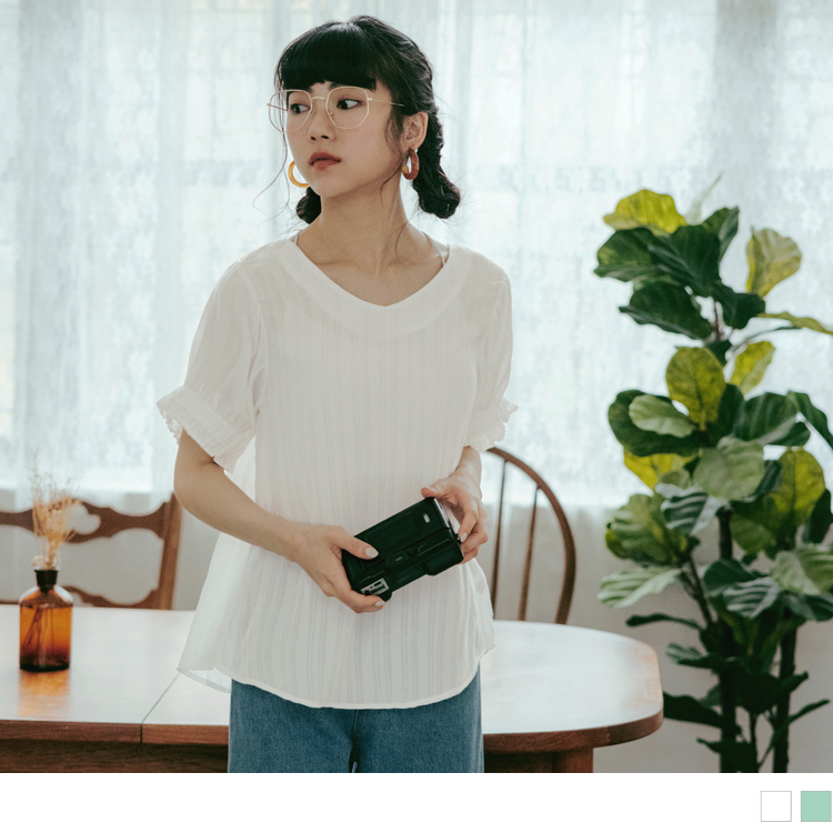 OB V領排釦鬆緊拋袖正反兩穿上衣 OBAB18517 SS23