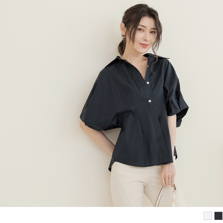 OB 拋袖翻領開襟上衣/襯衫 OBAB18559 SS23