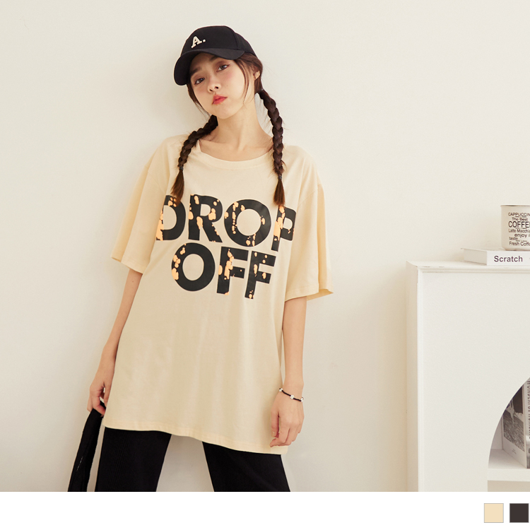 OB 純棉個性英文印花寬版短袖上衣 OBAB18734 SS23