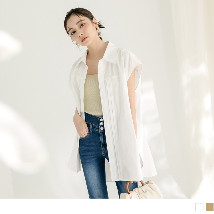 OB 翻領落肩開襟開衩上衣/襯衫/外套 OBAB18815 SS23