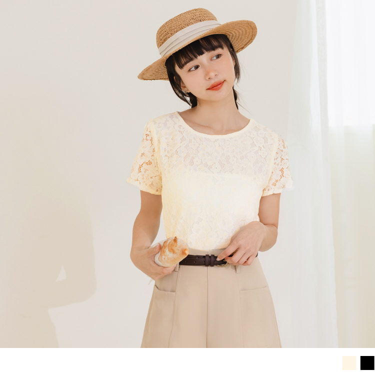 OB 微透膚細緻蕾絲雕花上衣 OBAB18771 SS23