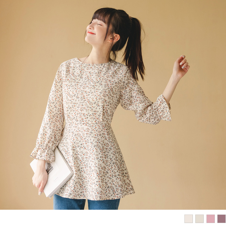 OB A-LINE法式碎花雪紡長版上衣 OBAB14863 SS23