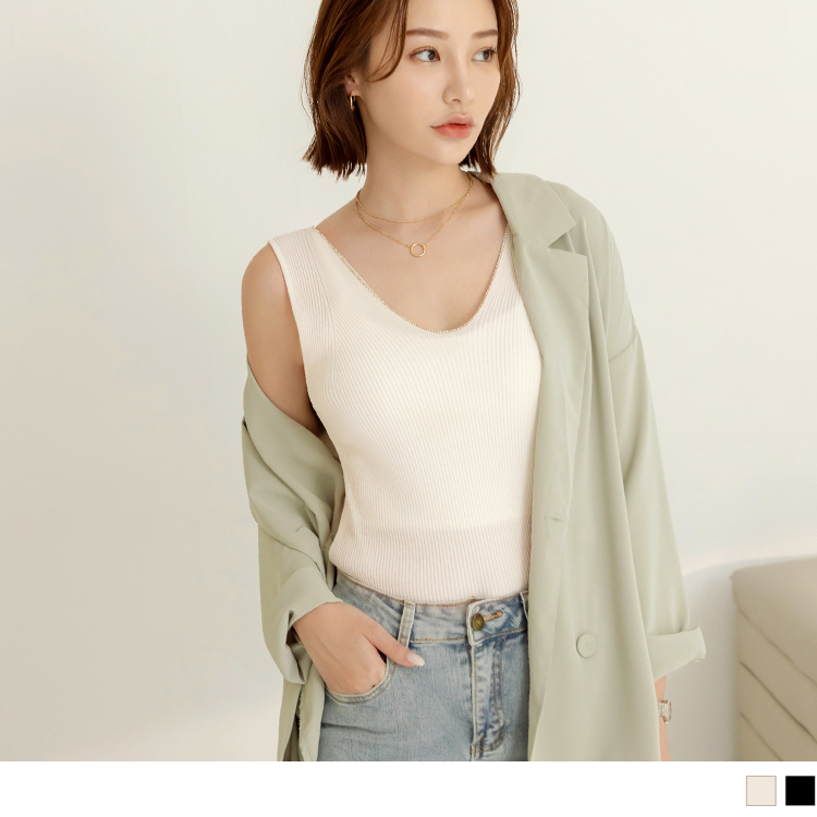 OB 兩面穿針織圓領無袖上衣/背心 OBFA2883 SS23