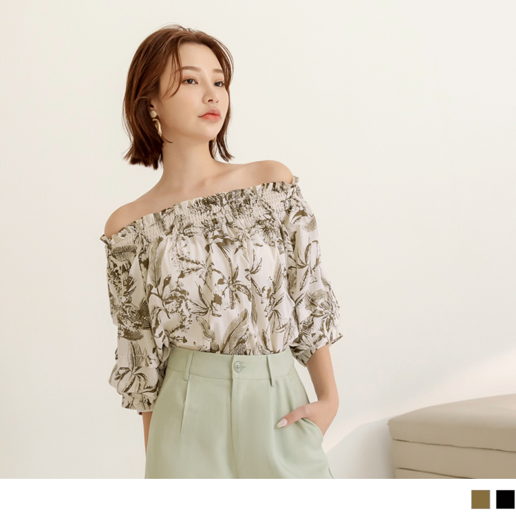 OB 印花露肩拋袖上衣 OBAB18953 SS23