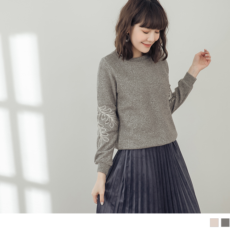 OB 質感花朵刺繡仿針織毛衣 OBAB8825 FW23
