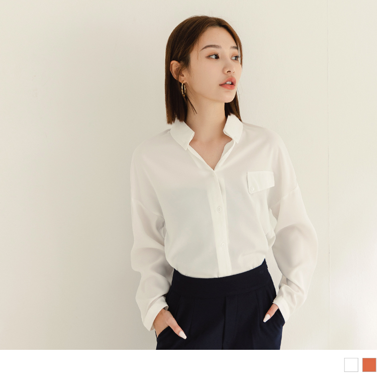 OB 不易皺前短後長翻領襯衫 OBAB18930 FW23