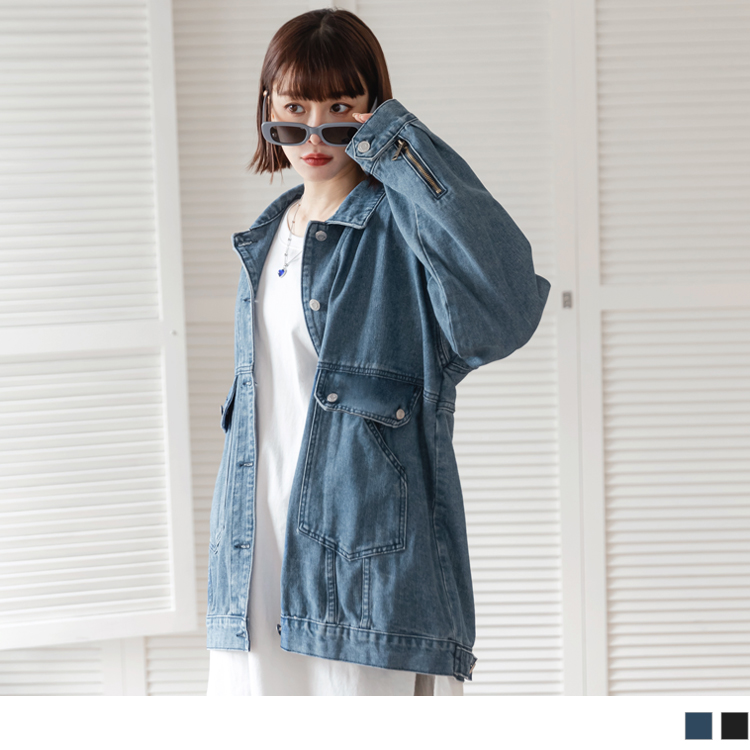 OB 男女共穿．棉質拼接口袋牛仔外套 OBEA3509 FW23