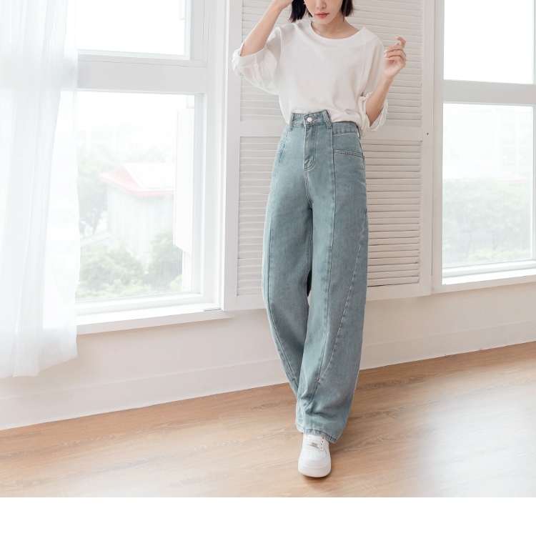 OB 棉質腰頭造型剪接修身牛仔褲 OBBA7307 FW23