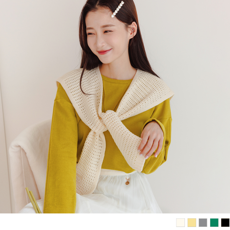 OB 鏤空針織刺繡LOGO披肩 OBYE071 FW23