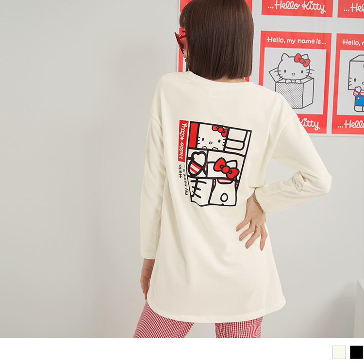 OB KITTY 潮流經典．全彩印花斜開衩長版大學TEE(代購) OBIK0011 FW23
