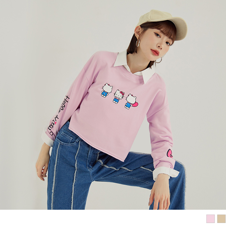 OB KITTY 潮流經典．全彩印花短版大學TEE(代購) OBIK0010 FW23