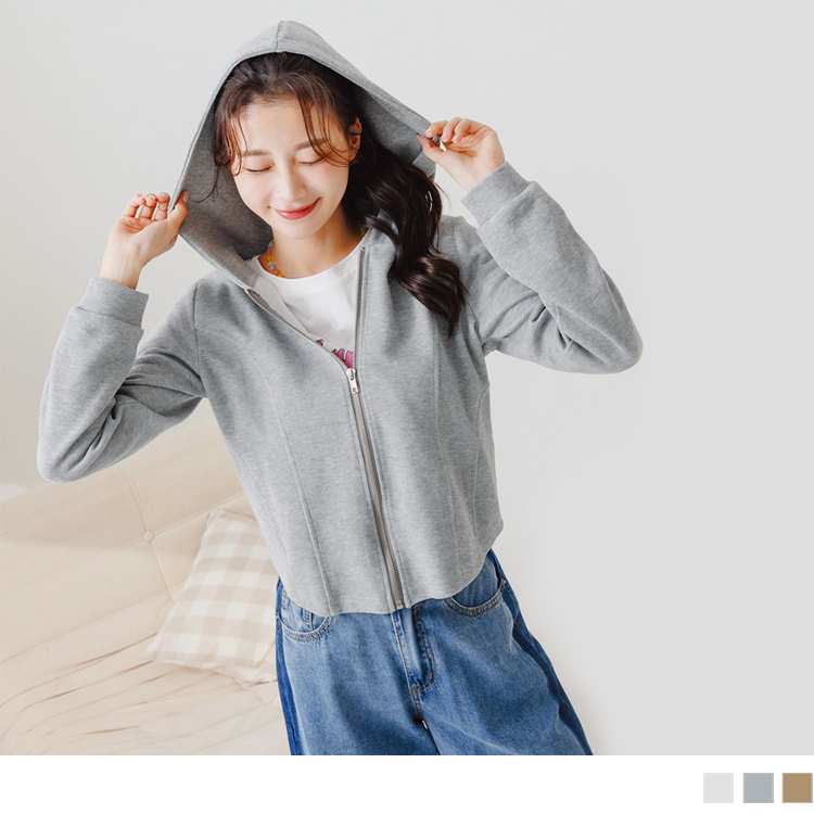 OB 圓弧剪裁車線短版連帽外套 OBEA3517 FW23