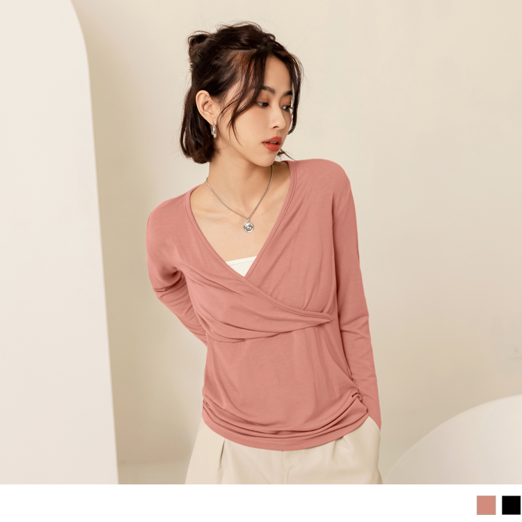 OB 13度soft+超柔感交叉V領發熱衣 OBMA0659 FW23