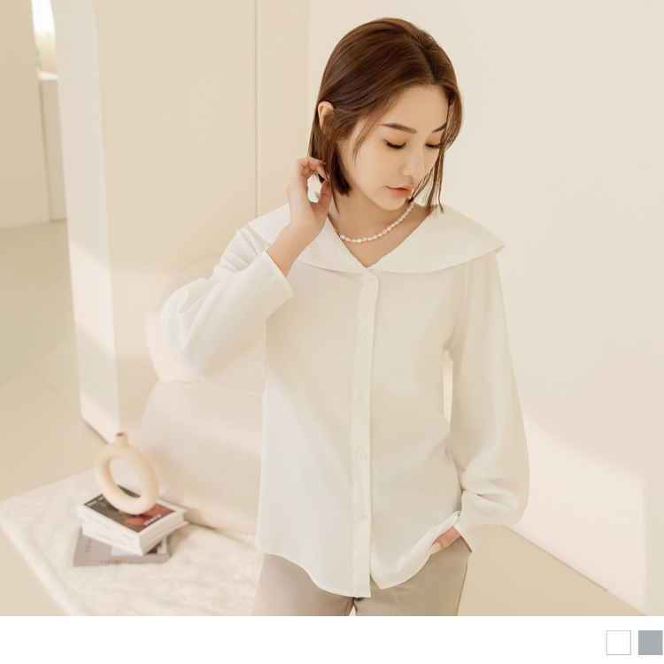 OB 不易皺造型翻領拋袖開襟上衣 OBAB19102 FW23