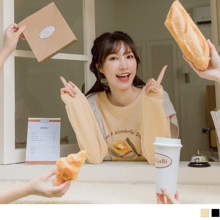 OB 咖啡廳家族．棉質吐司相片印落肩大學Tee/衛衣 OBIG0021 FW23