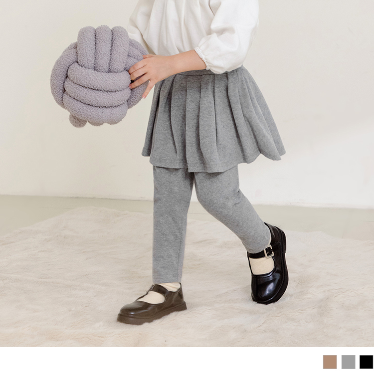 OB 假兩件彈力磨毛拼接百褶裙Leggings OBQB0015 FW23