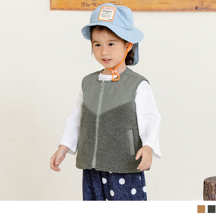 OB 羊羔毛拼接鋪棉保暖背心外套 OBQE0002 FW23