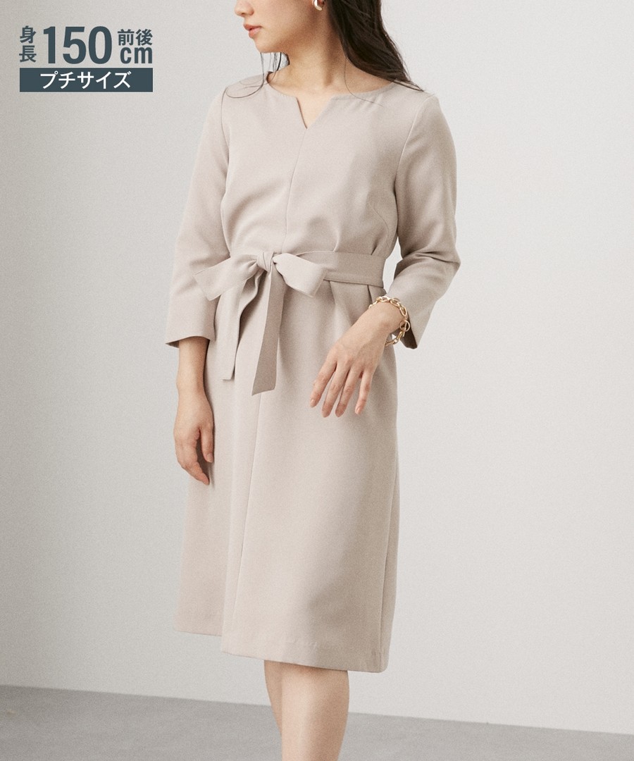 nissen [嬌小尺寸]雙層布及膝長連身裙 (日本女裝) NSVCY0123C0008 FW23