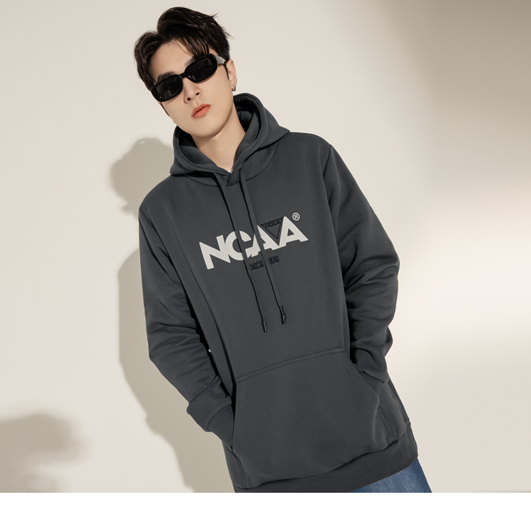 OB NCAA美國大學聯盟‧內刷毛美式休閒口袋連帽Tee/衛衣 (男女共穿) OBLA0010 FW23