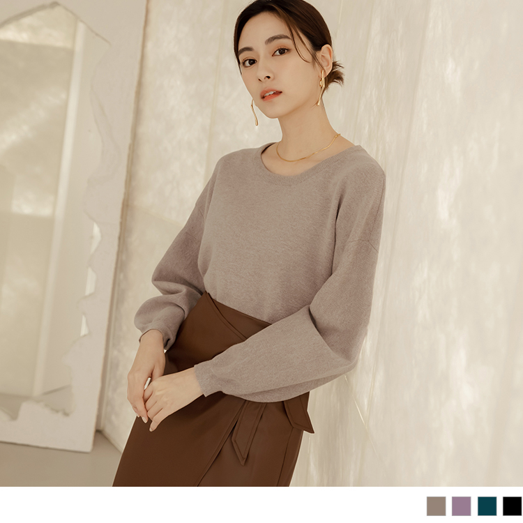 OB QQ毛衣．包芯紗泡泡袖針織長袖毛衣 OBFA2893 FW23