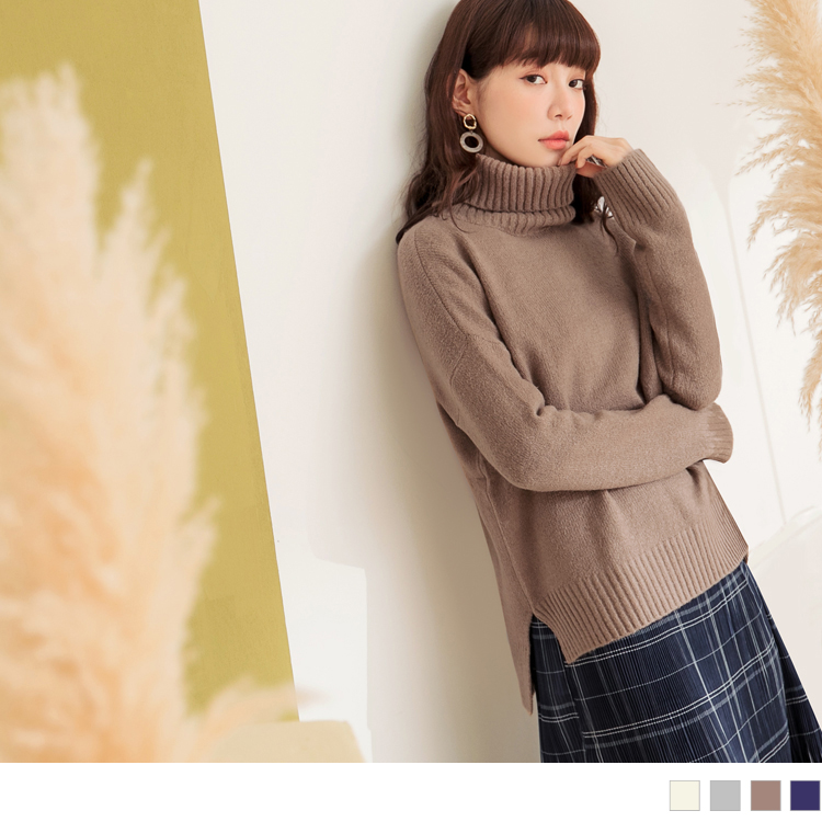 OB 質感純色高領針織毛衣 OBFA1490 FW23