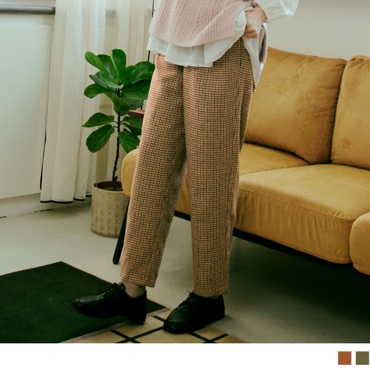 OB 毛呢千鳥格打摺修身西裝褲 OBBA7407 FW23