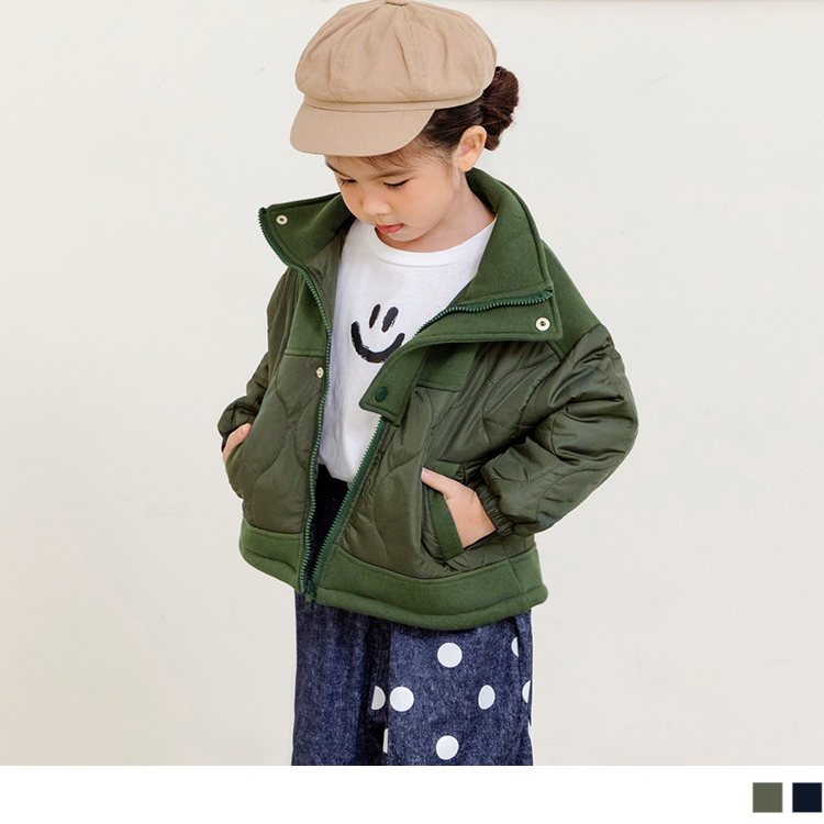 OB 波紋鋪棉雙口袋內刷毛外套 OBQE0001 FW23