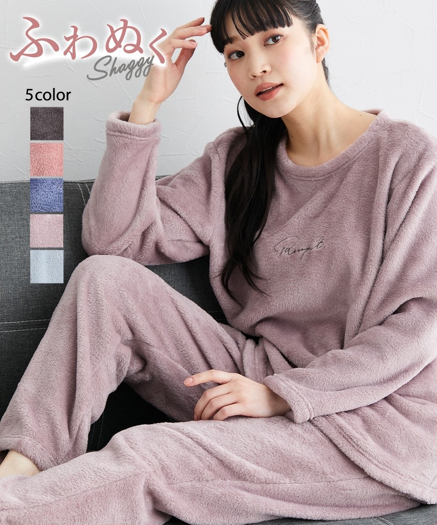 nissen 蓬鬆溫暖長毛絨刺繡家居服套裝 (日本女裝大尺碼) (睡衣及家居服) NSVCZ0122E0049 FW23