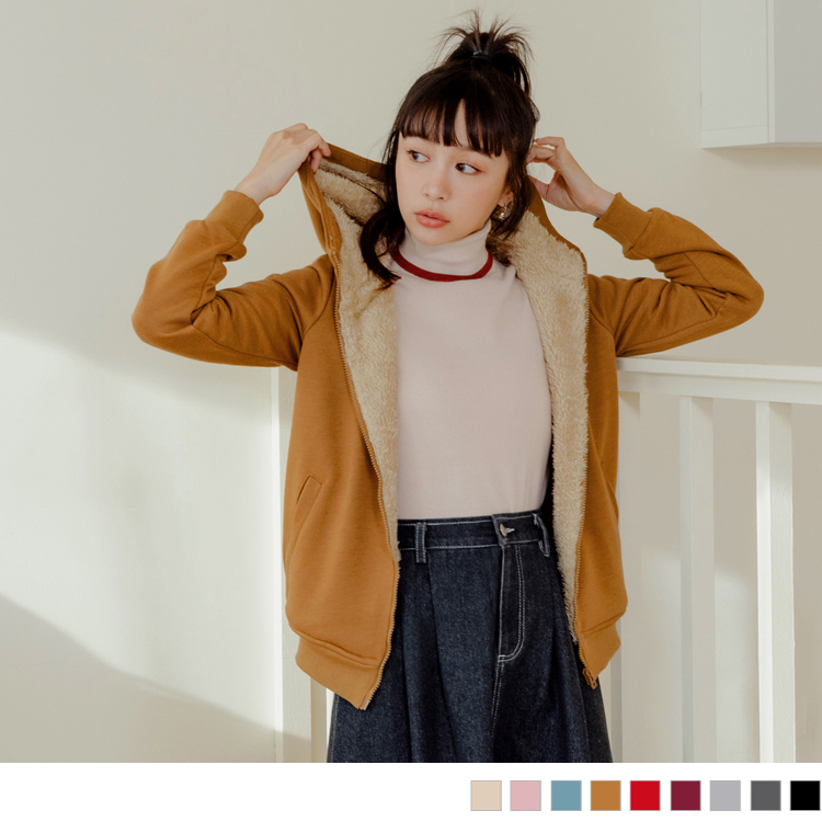 OB 親子系列~連帽純色簡約厚刷毛禦寒保暖外套(女) OBEA2748 FW23