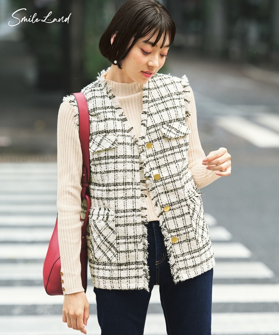 nissen 粗花呢背心 (日本女裝大尺碼) NSCZU0123A0005 FW23