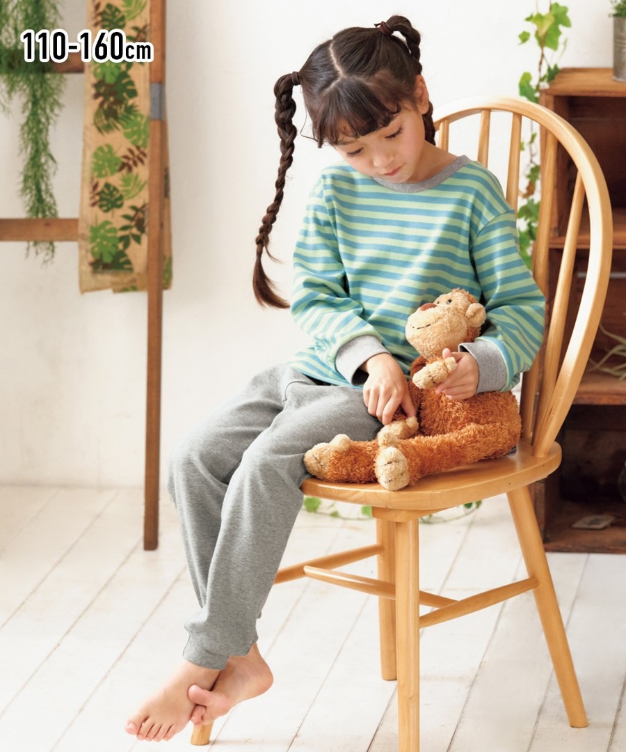 Nissen 先染條紋長袖家居服套裝(男孩，女孩，青少年) (日本童裝) NSBEE0124A0010 SS24