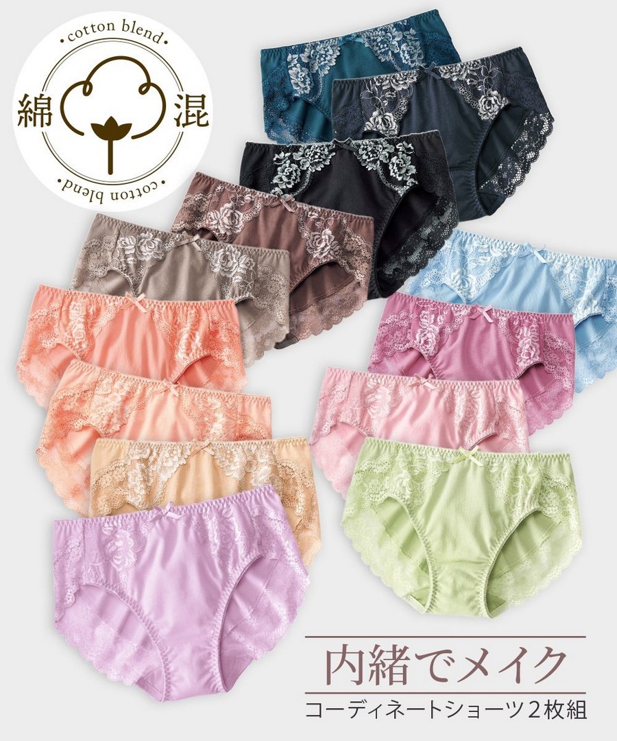 nissen 棉混彈性搭配內褲2條組 (日本女裝及大尺碼適用內衣) NSDDD0120D0002 SS24