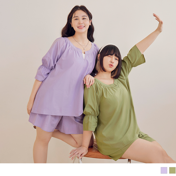 OB 雲朵自訂款-純棉大U領喇吧袖上衣 OBAB19269 SS24