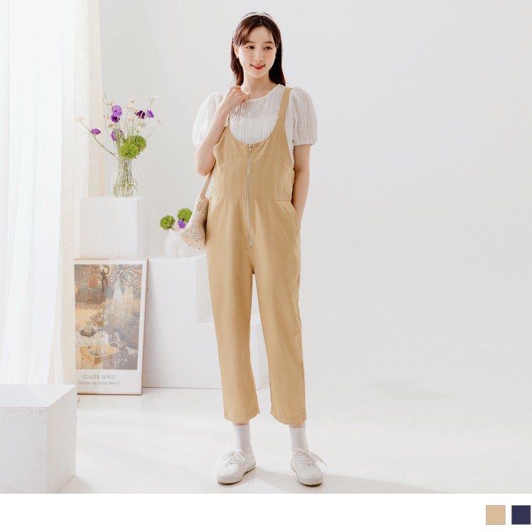 OB 純棉大U領前拉鍊孕婦吊帶褲 OBMB0012 SS24