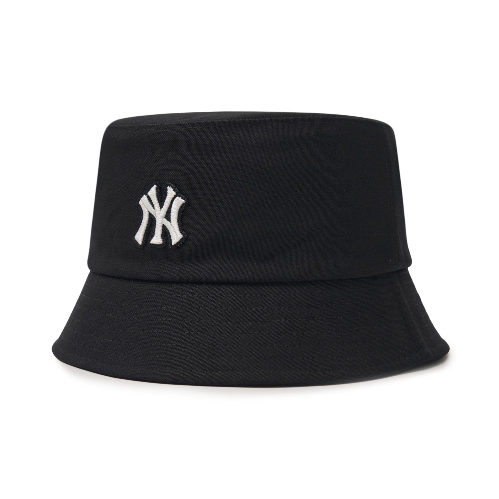 ★MLB Korea★ Basic One Point Washed Bucket Hat NY Charcoal Basic Medium Logo Vinatge-Washing Bucket Hat New York Yankees