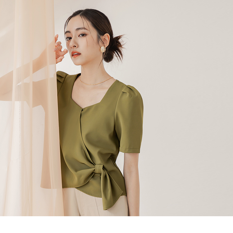 OB 桃心領拋袖綁帶上衣 OBAB19338 SS24