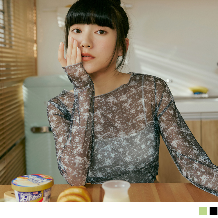 OB 水墨印花透膚上衣 OBAB19301 SS24