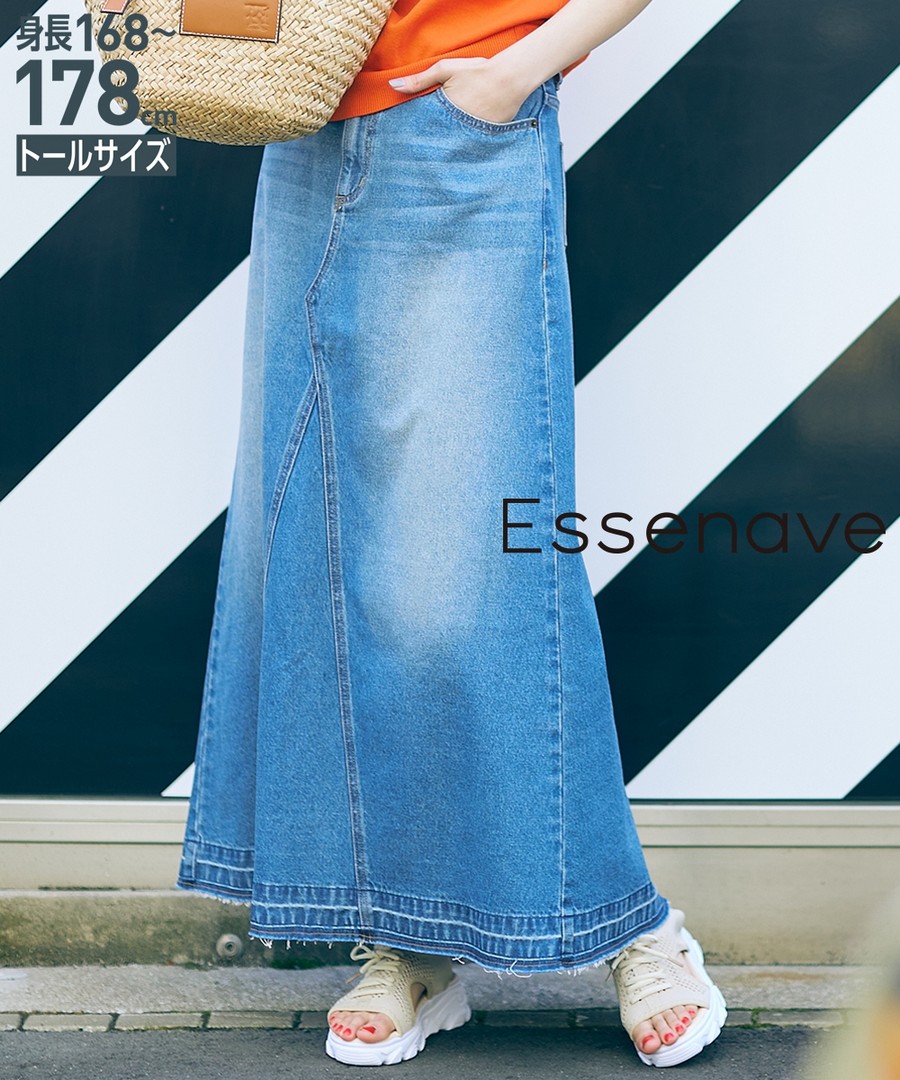 nissen [高挑尺寸]100%純棉牛仔喇叭裙(Essenave) (日本女裝大尺碼) NSVBY0124B0008 SS24