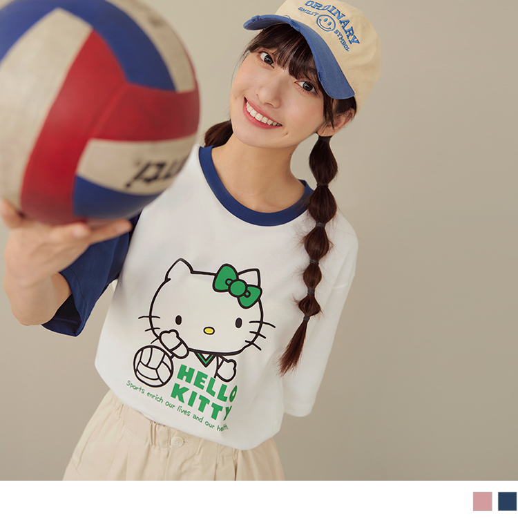 OB KITTY 運動會．撞色袖拼接排球印花短TEE OBIK0034 SS24