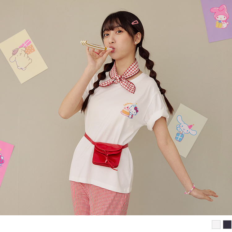 OB KITTY 50週年．純棉生日蛋糕印花短TEE OBIK0027 SS24