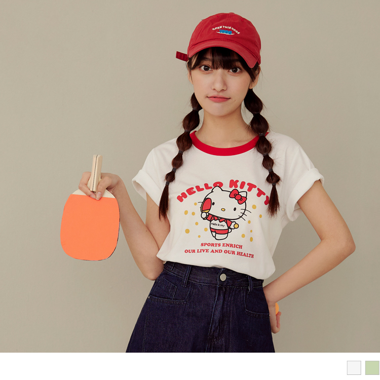 OB KITTY 運動會．撞色滾邊乒乓球印花短TEE OBIK0035 SS24