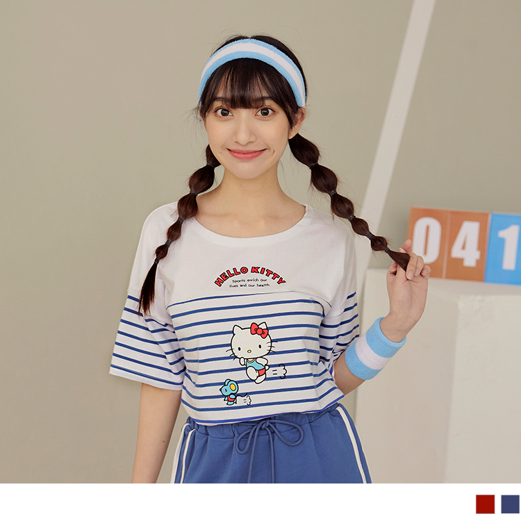 OB KITTY 運動會．橫條紋賽跑印花長版TEE OBIK0026 SS24