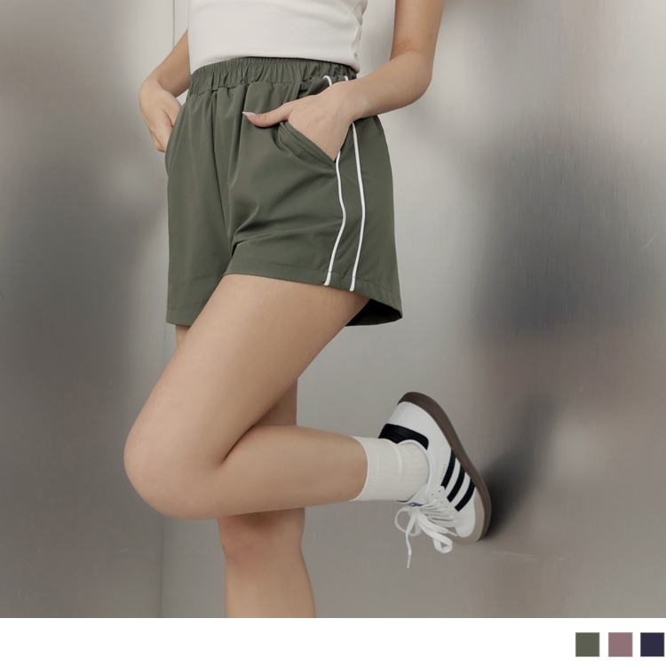 OB 涼感．抗UV側邊條冰河系防曬短褲 OBBA7478 SS24