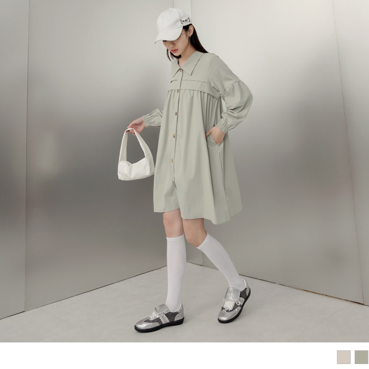 OB 涼感．抗UV開襟排釦冰河系防曬襯衫/連身裙 OBEA3628 SS24