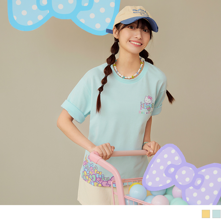 OB KITTY 蝴蝶結．純棉繽紛馬卡龍色印花短TEE(代購) OBIK0045 SS24
