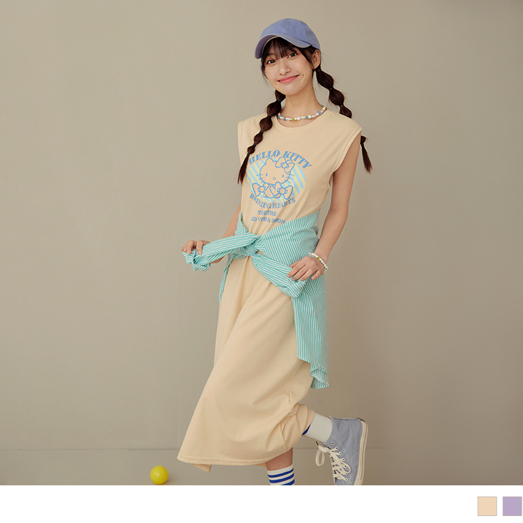 OB KITTY 蝴蝶結．寬版後開衩無袖長連身裙(代購) OBIK0042 SS24