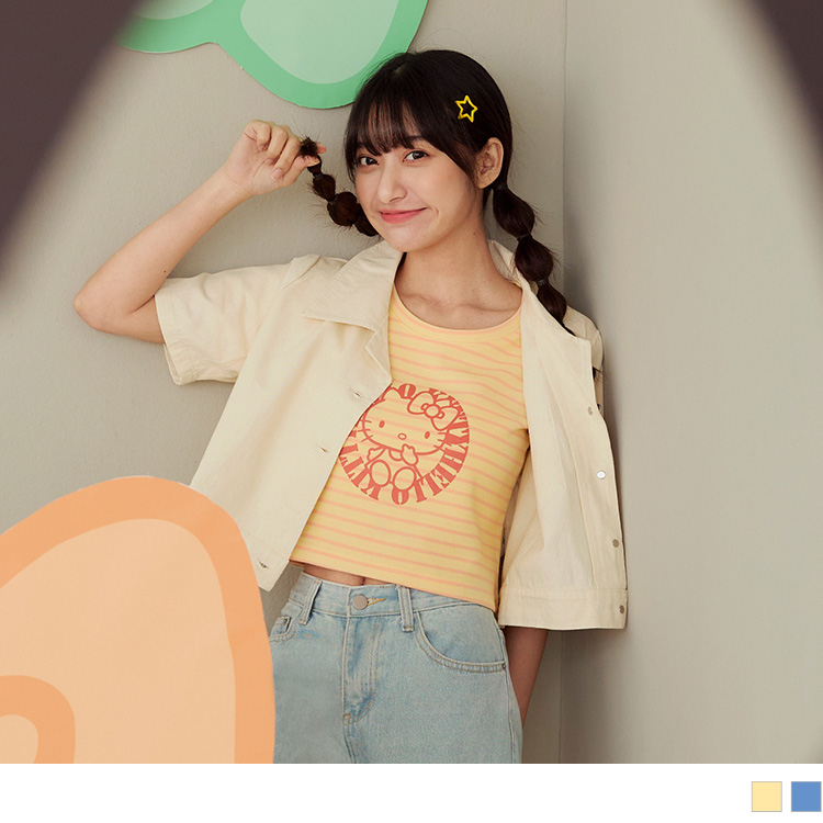 OB KITTY 蝴蝶結．橫條紋針織短版TEE(代購) OBIK0047 SS24