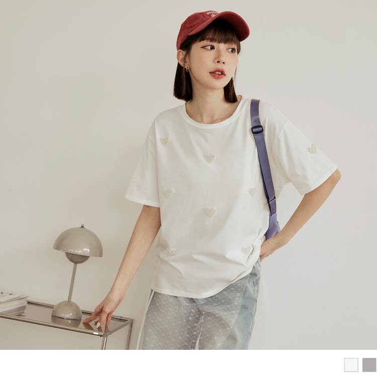 OB 親膚純棉釘珠愛心寬鬆上衣 OBAB19570 SS24